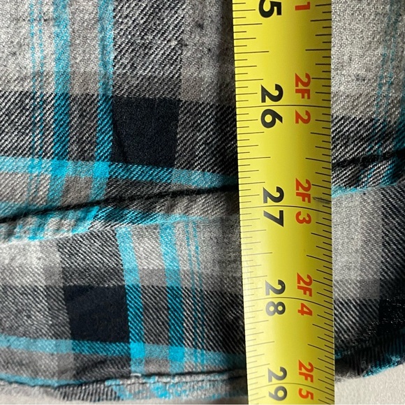 Noize Electric Blue & Grey Plaid Embroidered Soft Mens Button Down Shirt Size M - Picture 7 of 7